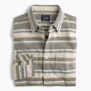 New J Crew Deck Striped Button Shirt Ivy Green NWT